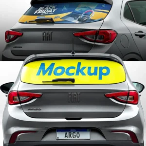 Mockup Fiat Argo - Vidro Traseiro - Adesivo Perfurado